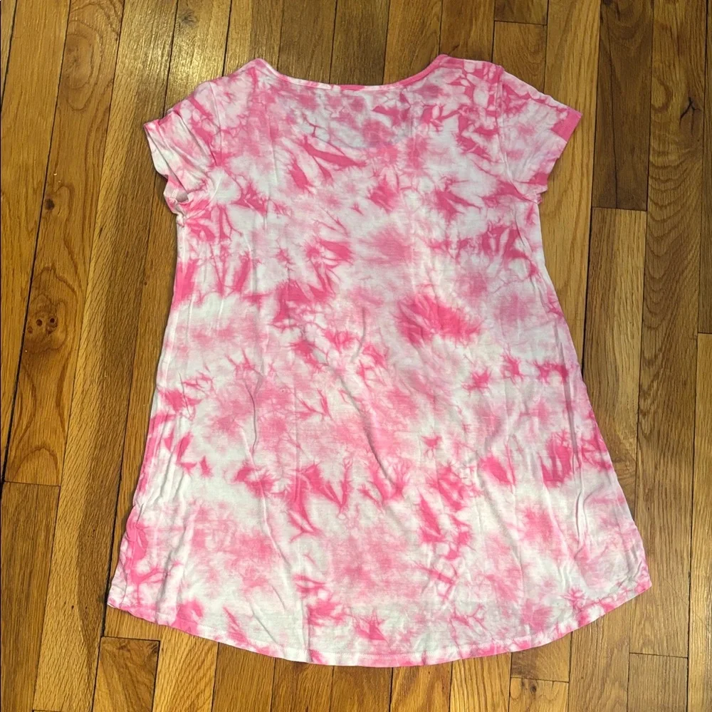 Justice Pink and White Tie-Dye Short Sleeve Tunic Tee